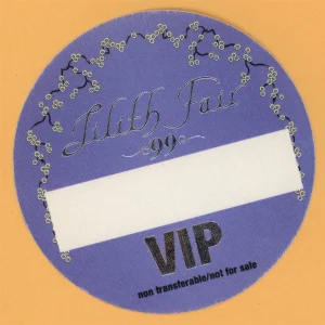 Sarah McLachlan 1999 Lilith Fair Concert Tour VIP Backstage Pass