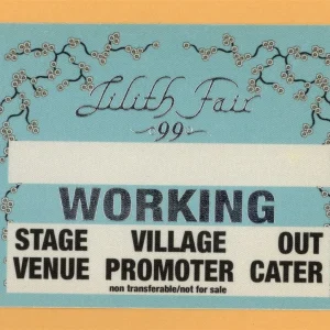 Sarah McLachlan 1999 Lilith Fair Concert Tour WORKING Backstage Pass