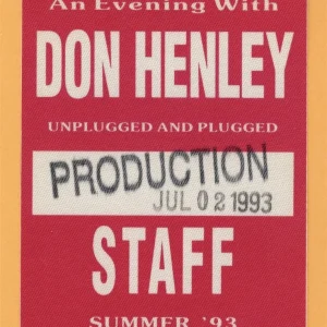 Don Henley 1993 Summer Concert Tour STAFF Backstage Pass - Eagles