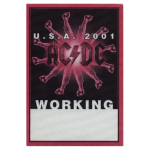 AC/DC 2001 Stiff Upper Lip Concert Tour Working Backstage Pass - USA