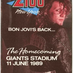Bon Jovi 1989 New Jersey Concert Tour Radio Z100 New York Promo Backstage Pass