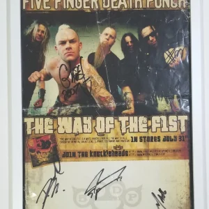 Five Finger Death Punch FFDP SIGNED The Way Of The Fist Framed Promo Poster COA