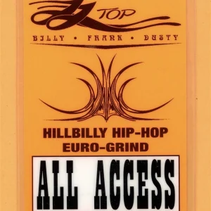 ZZ Top 2002 European Tour All Access Laminated Backstage Pass
