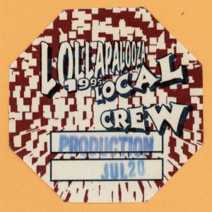 Sonic Youth 1995 w/ Hole & Beck Lollapalooza Concert Tour CREW Backstage Pass