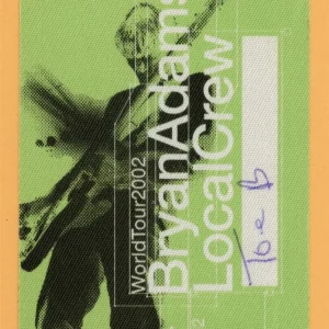 Bryan Adams 2002 The Best of Me Concert Tour Local Crew Backstage Pass