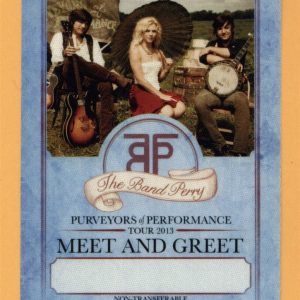 The Band Perry 2012 Purveyors of Performance Concert Tour M&G Backstage Pass