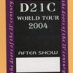 The Doors 2004 of the 2st Century Concert Tour AFTER SHOW Backstage Pass