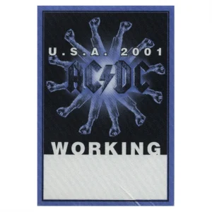 AC/DC 2001 Stiff Upper Lip Concert Tour Working Backstage Pass - USA