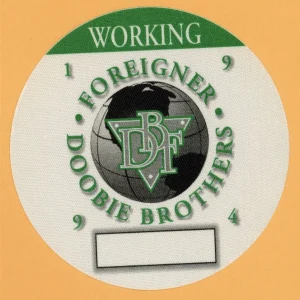Foreigner 1994 Doobie Brothers Concert Tour WORKING Backstage Pass