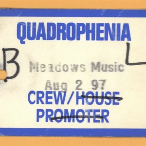 The Who 1997 Quadrophenia Concert Tour CREW Backstage Pass