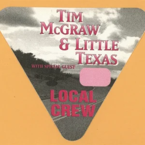 Tim McGraw 1995 w/ Little Texas All I Want Concert Tour Crew Backstage Pass