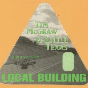 Tim McGraw 1995 w/ Little Texas All I Want Concert Tour Local Backstage Pass