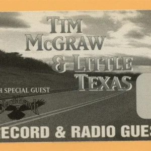 Tim McGraw 1995 w/ Little Texas All I Want Concert Tour Radio Backstage Pass