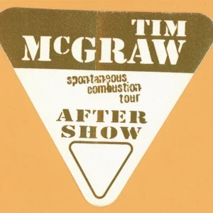 Tim McGraw 1996 w/ Faith Hill Concert Tour After Show Backstage Pass