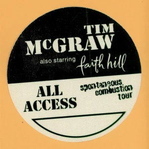 Tim McGraw 1996 w/ Faith Hill Concert Tour All Access Backstage Pass