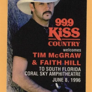 Tim McGraw 1996 w/ Faith Hill Concert Tour Radio Backstage Pass