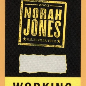 Nora Jones 2003 US Summer Concert Tour WORKING Backstage Pass
