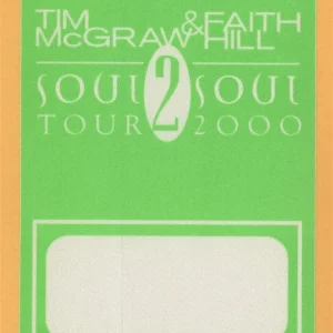 Tim McGraw 2000 w/ Faith Hill Soul 2 Soul Concert Tour Crew Backstage Pass