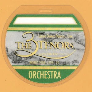 3 Tenors 1998 Tour Orchestra Laminated Backstage Pass
