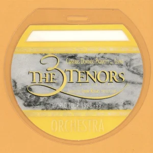 3 Tenors 1998 Tour Orchestra Laminated Backstage Pass
