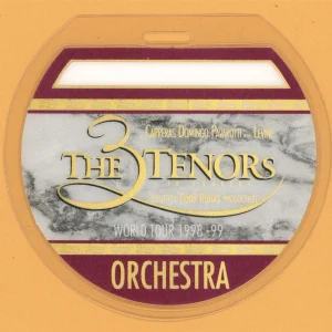 3 Tenors 1998 Tour Orchestra Laminated Backstage Pass