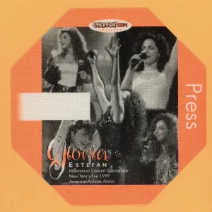 Gloria Estefan 1999 Millenium Concert Tour PRESS Backstage Pass