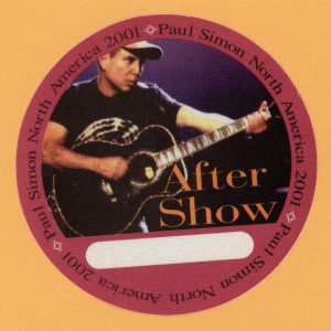 Paul Simon 2001 You're the One Concert Tour AFTER SHOW Backstage Pass