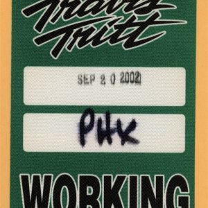 Travis Tritt 2002 Concert Tour Working Backstage Pass