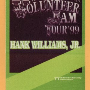 Hank Williams Jr. 1999 Volunteer Jam Concert Tour Backstage Pass