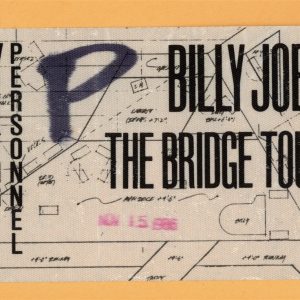 Billy Joel 1986 The Bridge Concert Tour WORKING Backstage Pass - Used