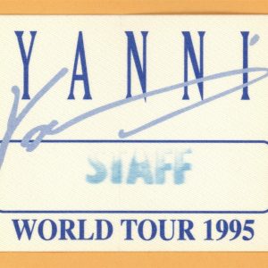Yanni 1995 Concert Tour Staff Backstage Pass