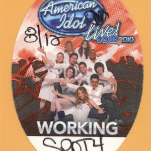 American Idol Live 2010 Concert Tour WORKING Backstage Pass