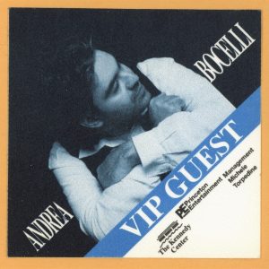 Andrea Bocelli Concert Tour VIP Backstage Pass