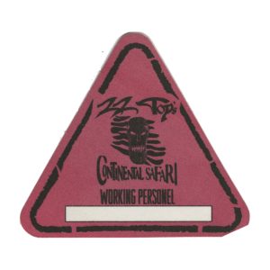 ZZ Top 1996 Continental Safari Concert Tour Working Backstage Pass