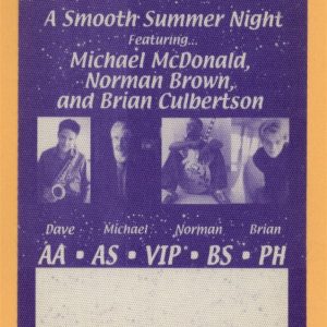 Dave Koz 2005 Michael McDonald Concert Tour Backstage Pass