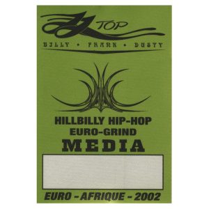 ZZ Top 2002 Hillbilly Hip Hop Concert Tour Media Backstage Pass