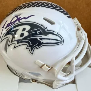 TERRELL SUGGS BALTIMORE RAVENS SIGNED SALUTE TO SERVICE MINI HELMET BECKETT