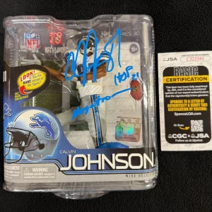 Calvin Johnson Signed & Inscribed Detroit Lions McFarlane Action Figure JSA COA