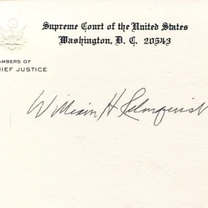 William Rehnquist Supreme Court Chief Justice Signed Autograph Chamber Card JSA