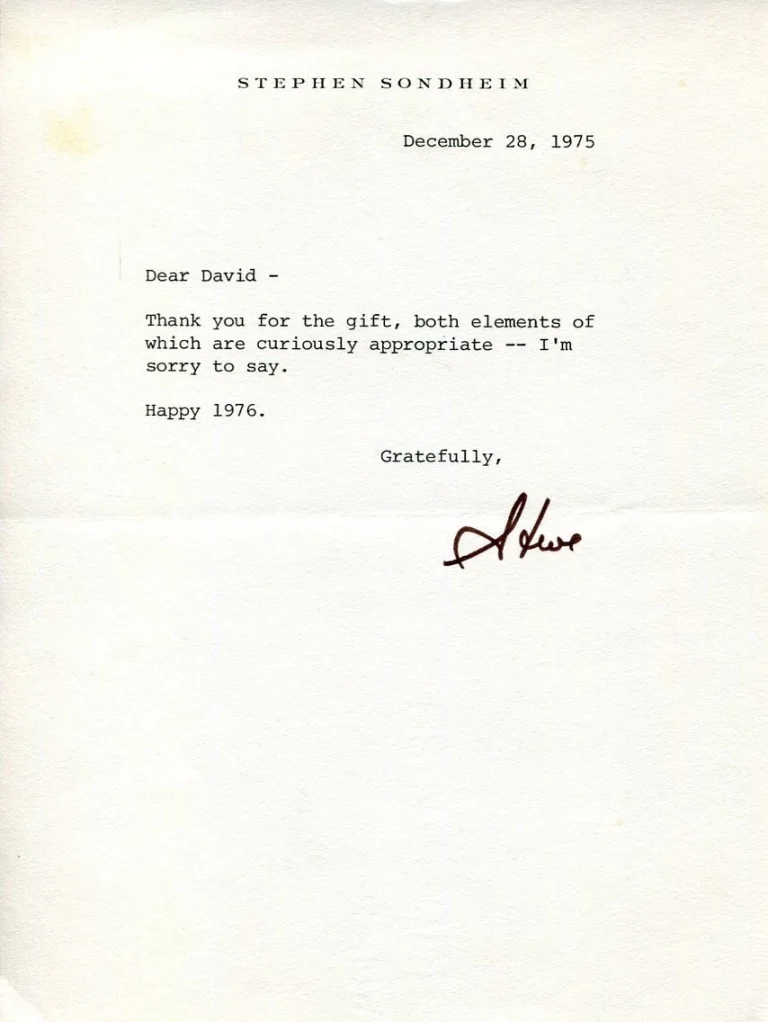 Stephen Sondheim West Side Story Sweeney Todd Composer Signed Autograph TSL