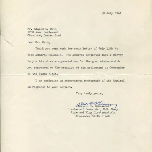 Alexander G. B. Grosvenor Naval Academy Yachtsman Pilot Signed Autograph Letter