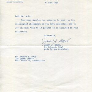 Colonel James J Dimel WWII Fighter Pilot B-17 833rd 2 DFC Signed Autograph TLS