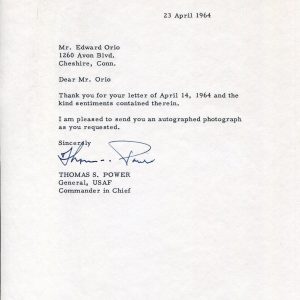 General Thomas S. Power Strategic Air Command Commander Signed Autograph Letter