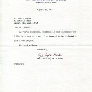Azie Taylor Morton Treasurer of the United States Signed Autograph Letter