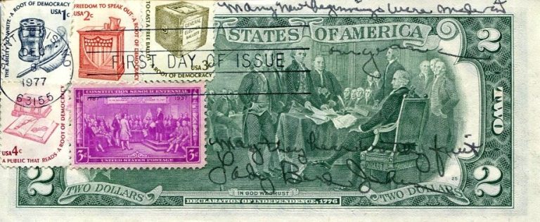 Lady Bird Johnson US 1st First Lady Wife Lyndon B Signed Autograph $2 Bill Quote