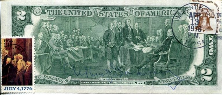 Arthur Goldberg Supreme Court Justice Secretary Labor Signed Autograph $2 Bill