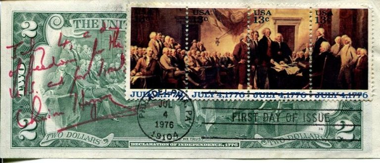 Chaim Herzog 6th President of Israel IDF General Signed Autograph $2 Bill Quote