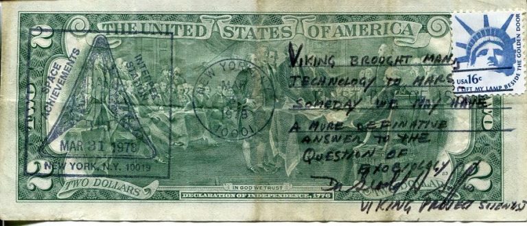 Dr Gerald Soffen NASA Viking Program Mars Landers Signed Autograph $2 Bill Quote