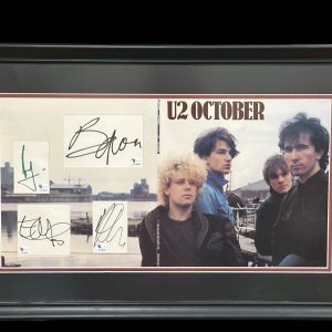 U2 Bono Edge Adam Clayton Larry Mullen Signed Autograph Framed Photo Display COA
