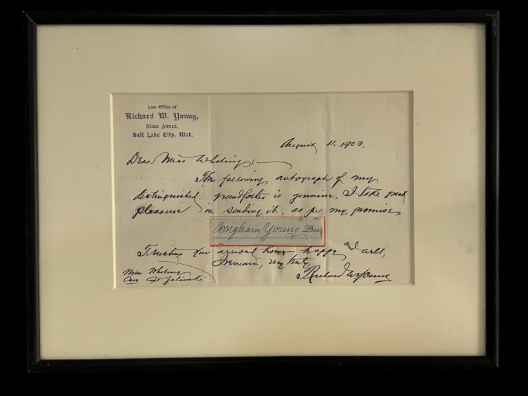 Brigham Young LDS Mormon Signed Autograph With General Richard Whitehead JSA